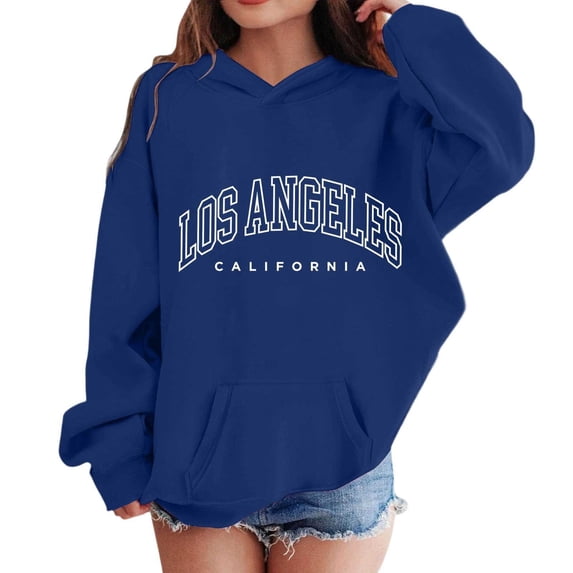 Fgnfyis Girls Cute Hoodies Long Sleeve Pullover Sweatshirt with Metropolitan Prints for Kids Casual Comfortable Daily Wear Navy 7-8 Years