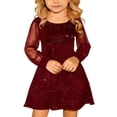 thumbnail image 1 of Fgnfyis Girls Dress Carnival Puff Long Sleeve Mesh High Waist A Line Round Neck Party Formal Toddler Girl Dresses Red_003 7-8 Years, 1 of 7