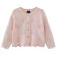 thumbnail image 1 of Fgnfyis Girls Knitted Cardigan Long Sleeve Lightweight Pure Button Up Outerwear Cropped Sweater Coat for Kids Pink 5-6 Years, 1 of 1