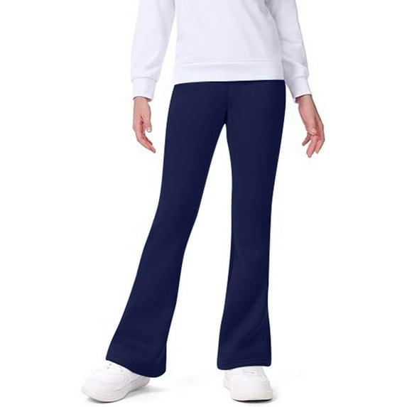 Fgnfyis Girls Lined Flare Leggings Warm Winter Casual Bottoms Soft Stretch Comfortable Everyday Wear for Teens and Youth Navy 11-12 Years