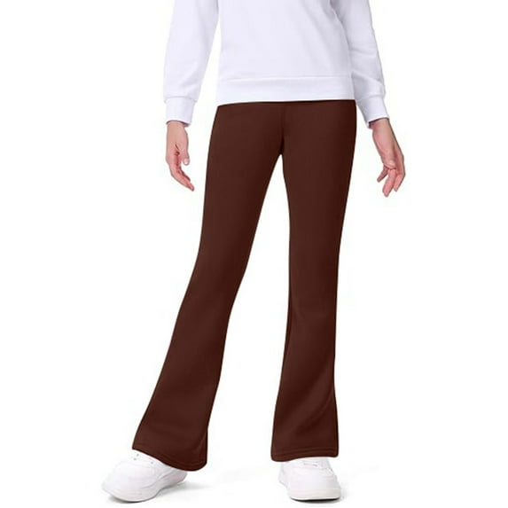 Fgnfyis Girls Lined Flare Leggings Warm Winter Casual Bottoms Soft Stretch Comfortable Everyday Wear for Teens and Youth Wine 15-16 Years