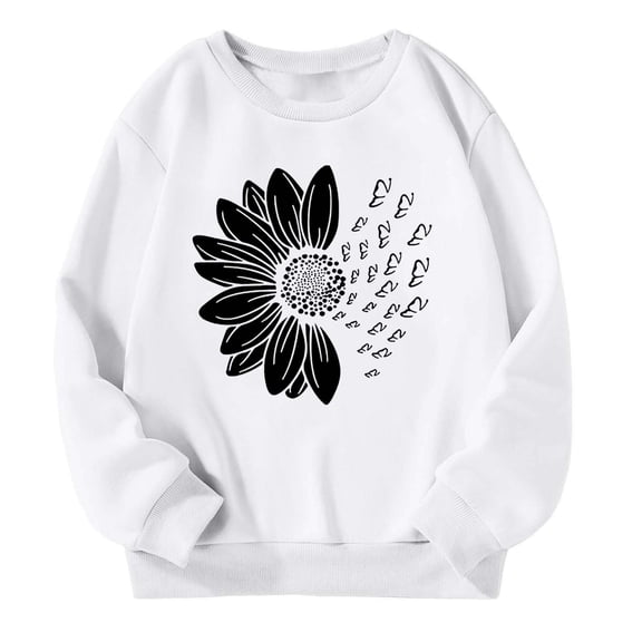 Fgnfyis Girls Long Sleeve Loose Fit Pullover Hoodies for Teens Casual Top Oversized Hoodie for Everyday Wear Comfortable Outfits White 5-6 Years