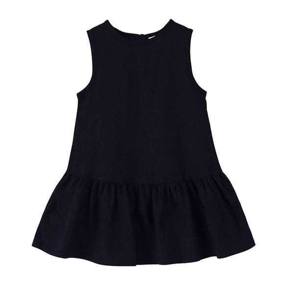 Fgnfyis Girls Summer Dresses Fashion Solid Sleeveless Casual Round Neck Daily Outdoor Kids Toddler Dress for Girls Black 2-3 Years