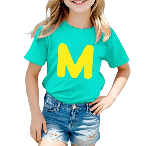Fgnfyis Girls Tops Childrens Fashion Letter Printed T Shirt Casual and Comfortable Top for Boys and Girls Boys T Shirts Mint Green 7-8 Years