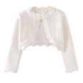 thumbnail image 1 of Fgnfyis Girls Tops Knit Cardigan Sweater Open Front Top for Toddler to Kids Soft Everyday Wear with Dresses Seasonal Outfit Girls Summer Tops White 2-3 Years, 1 of 3
