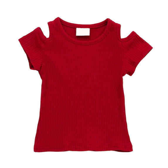 Fgnfyis Girls Tops Soft Summer Boat Neck Top for Baby Toddler Casual Basic Tee Shirt Breathable Comfortable Playwear Girls Shirts Red 4-5 Years