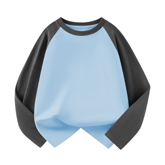 Fgnfyis Girls Tops Toddler Kids Baby Long Sleeve Raglan Baseball Tee Pure Loose Fit Undershirt for Boys and Girls Boys Shirts Light Blue 3-4 Years