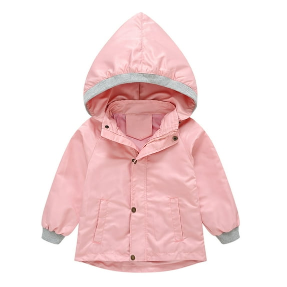 Fgnfyis Girls Winter Windproof Hooded Jacket with Zipper Closure and Convenient Pocket for Outdoor Pink 5-6 Years