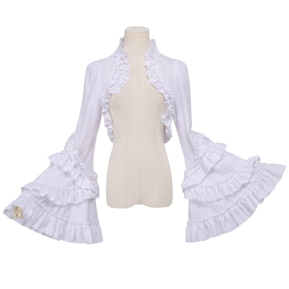 Fgnfyis Gothic Long Sleeve Top Womens Wraps Flounce Detachable Cape Elegant Dark Fashion Outfits White