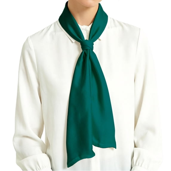 Fgnfyis Hair Scarf Elegant Long Solid Color Double Layer Stole Versatile Necktie Bandana 145cm Hair Bandana Dark Green One Size