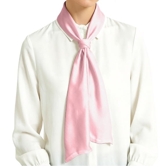 Fgnfyis Hair Scarf Elegant Long Solid Color Double Layer Stole Versatile Necktie Bandana 145cm Hair Bandana Light Pink1 One Size