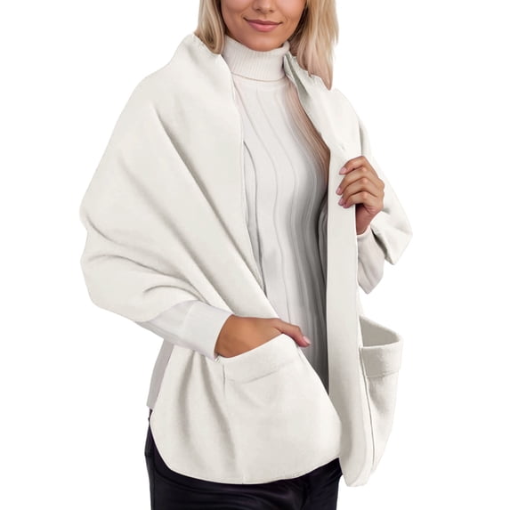 HJYCHN Hair Scarf Oversized Knit Blanket Wrap Shawl Wearable Poncho Scarf Warm Soft Scarves Poncho Shawl White One Size