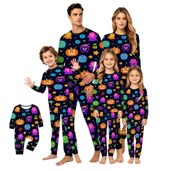Fgnfyis Halloween Family Pajamas Loose Print Cozy Soft 2 Piece Set Tops Pants Sleepwear Loungewear