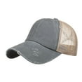thumbnail image 1 of Fgnfyis Hats for Women Washed Distressed Hole Denim Patchwork Mesh Summer Breathable Sun Adjustable Mens Trucker Hats Grey One Size, 1 of 3