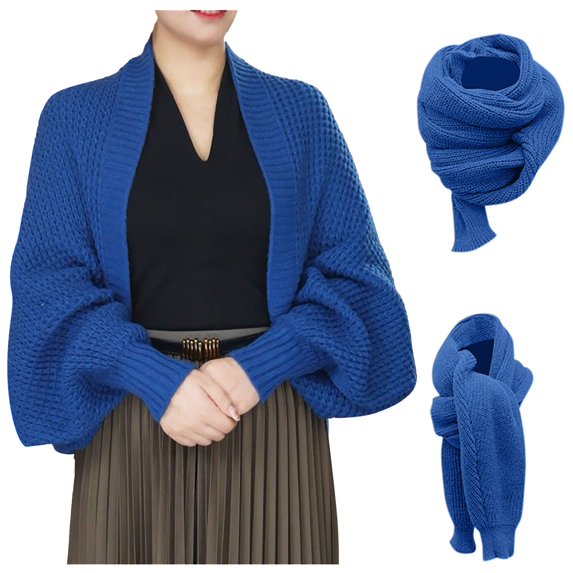 HJYCHN Head Scarf Women Fashion Knitted Shawl Loose Long Sleeve Cardigan Functional Scarf Scarves Shawls for Women Blue One Size