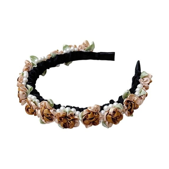 Fgnfyis Headbands for Women Oktoberfest Jasmine Camellia Pearl Fascinator Headband Elegant Hair Accessory Fascinator for Women Coffee One Size
