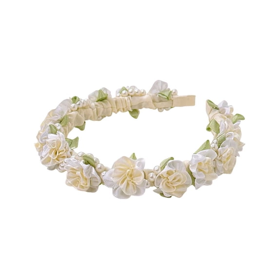 Fgnfyis Headbands for Women Oktoberfest Jasmine Camellia Pearl Fascinator Headband Elegant Hair Accessory Fascinator for Women White One Size