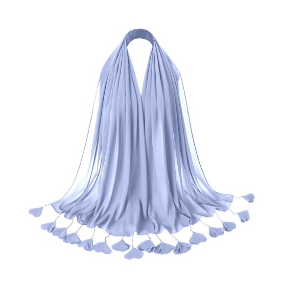 Fgnfyis Headscarf for Women Fashion Stretch Turban with Flower Pearls Chiffon for Elegant and Delicate Light Blue