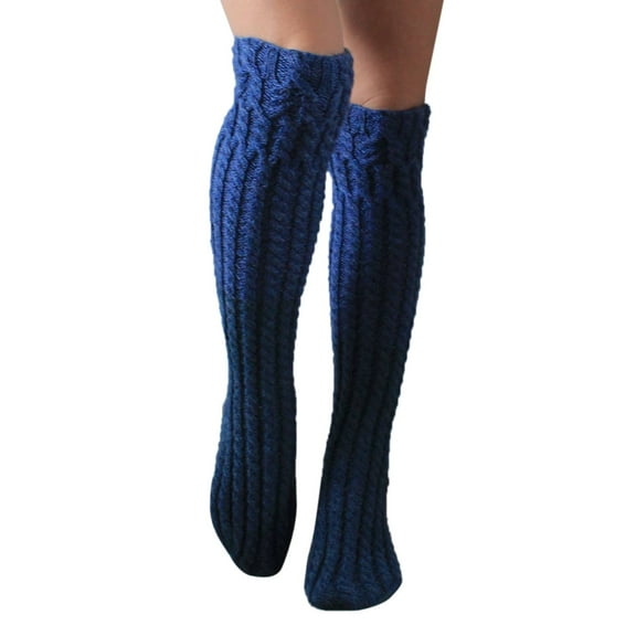 Fgnfyis High Stockings for Women Cable Knit Extra Long Boot Socks Over Knee Thigh Leg Warmers Socks for Women Knitted and Warm for Winter Dark Blue
