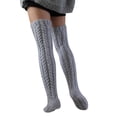thumbnail image 1 of Fgnfyis High Stockings for Women Cable Knit Extra Long Boot Socks Over Knee Thigh Leg Warmers Socks for Women Knitted and Warm for Winter Grey, 1 of 4