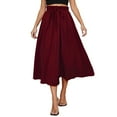thumbnail image 1 of Fgnfyis High Waist A-Line Bow Linen Flared Beach Long Skirts for Women with Pockets Stylish and Comfortable Red M, 1 of 7