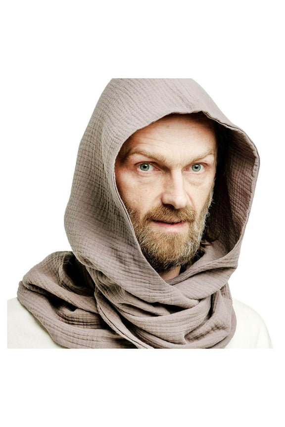 Hooded Scarf for Men and Women Winter Warm Crinkle Soft Fashionable Neckwear Accessory Light Gray One Size