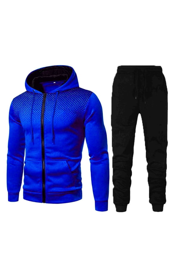 Hoodie Men's and Pants Winter Sweatshirt Suit Fitness with Dots Casual Sports Men Suits Sets Pants Sets for Men Blue S