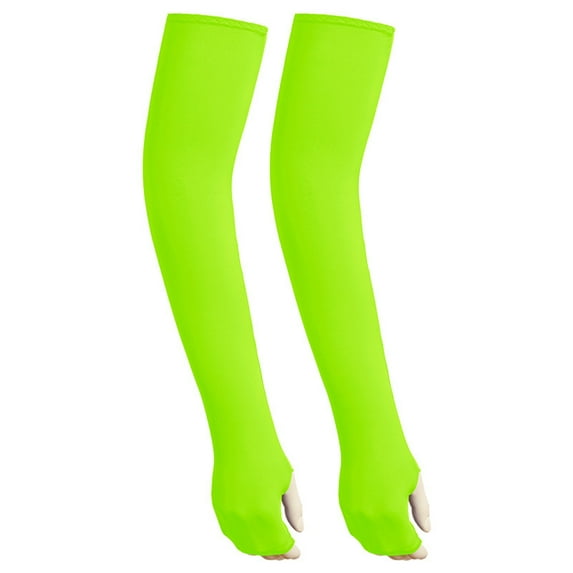 Fgnfyis Ice Silk Sun Sleeves for Summer Outdoor Activities - Long 53cm Finger Exposing Cycling Arm Covers for Women’s Sports Green One Size
