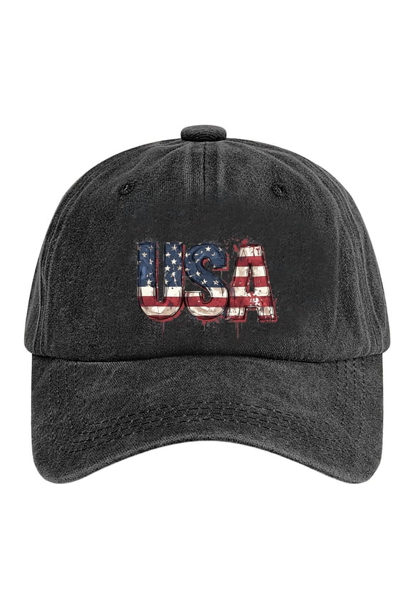 Independence Day Hat Kids Summer Baseball Caps with Printed Designs Casual Leisure Wear Sun Protection Black
