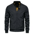 thumbnail image 1 of Fgnfyis Jacket for Men Lightweight Windbreaker Slim Fit Coat Outerwear Stand Collar Korean Style Casual Long Sleeve Winter Coats for Men Black XXXL, 1 of 2