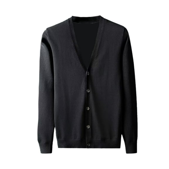 Fgnfyis Jacket for Men Slim Fit Round Neck Stand up Collar Zipper Cardigan Casual Knit Base Coat Winter Coats for Men Black M