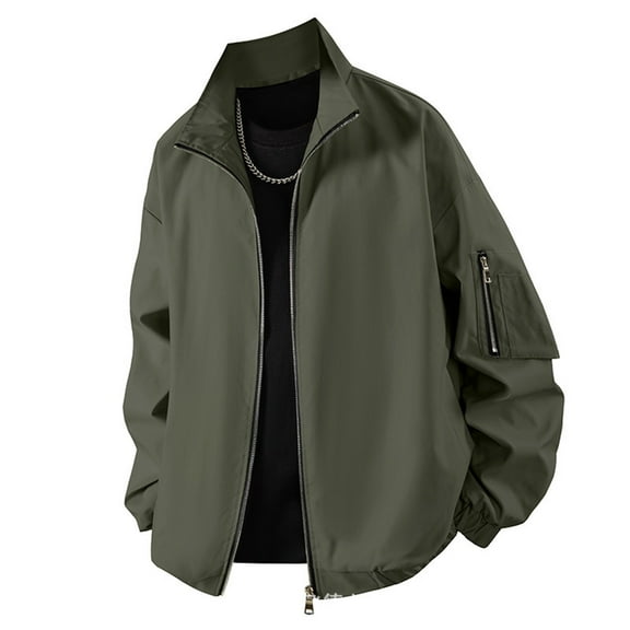 Fgnfyis Jackets for Men Mens Autumn and Winter Baseball Collar Casual and Fashionable Baseball Jacket Jacket for Daily Wear Mens Winter Coats Army Green XXXXL