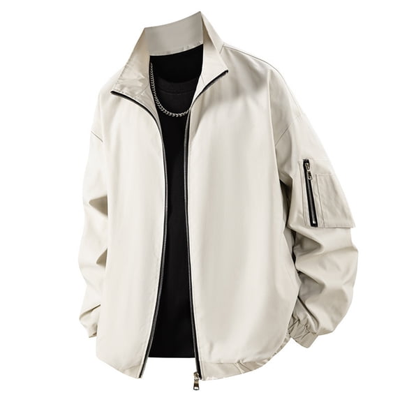 Fgnfyis Jackets for Men Mens Autumn and Winter Baseball Collar Casual and Fashionable Baseball Jacket Jacket for Daily Wear Mens Winter Coats Khaki XXXXL
