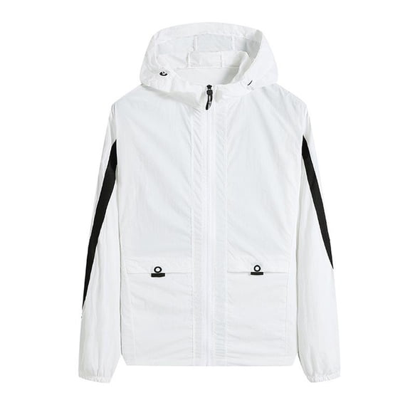 Fgnfyis Jackets for Men Casual Zippered Sun Protective Jacket for Summer Outdoor Activities Breathable and Stylish Mens Winter Coat White2 L
