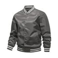 thumbnail image 1 of Fgnfyis Jackets for Men Classic Loose Lightweight Letterman Baseball Jacket Mens Coats Grey XXXL, 1 of 3
