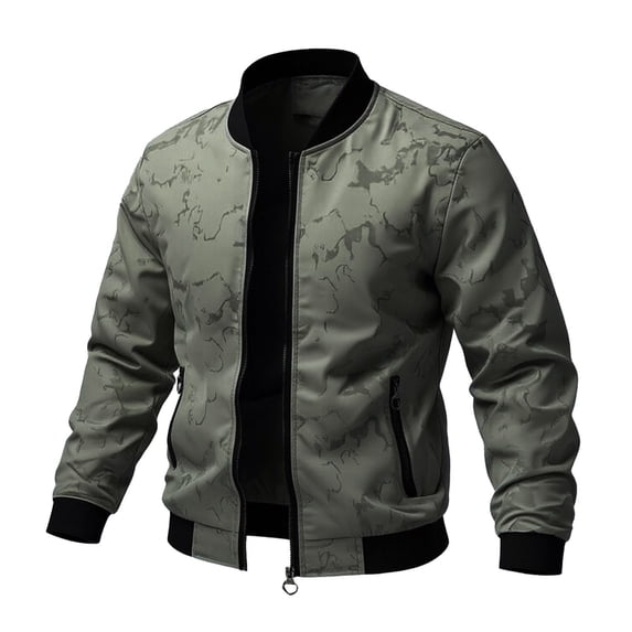 Fgnfyis Jackets for Men Fashion Flight Jacket Casual Baseball Coat Autumn Stylish Outerwear for Young Adults Stand Collar Mens Winter Coat Green XXL