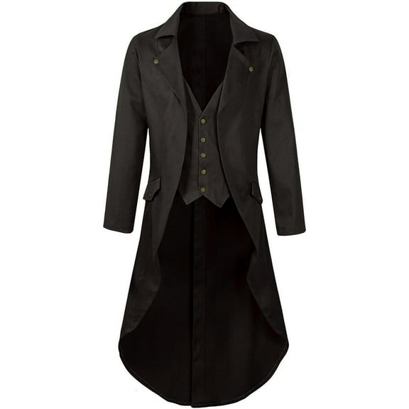 Fgnfyis Jackets for Men Gothic Tailcoat Stage Play Dress Mens Coats Black XXL