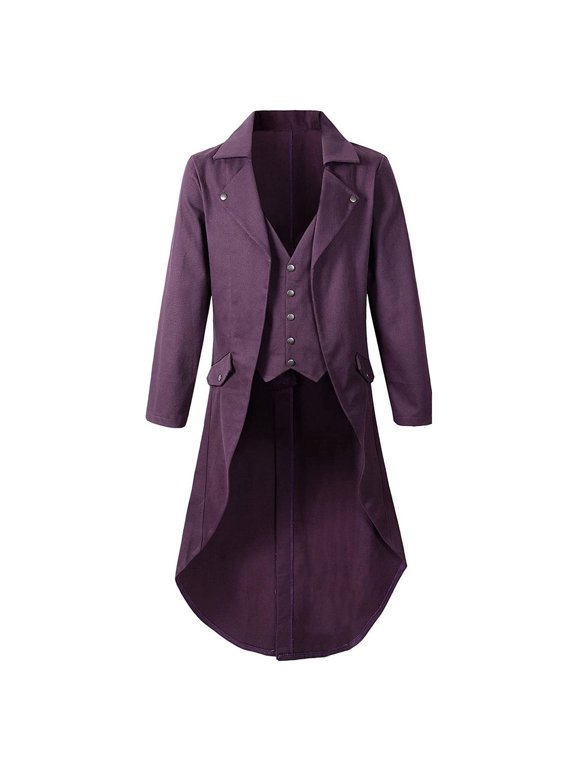 Jackets for Men Gothic Tailcoat Stage Play Dress Mens Coats Purple M