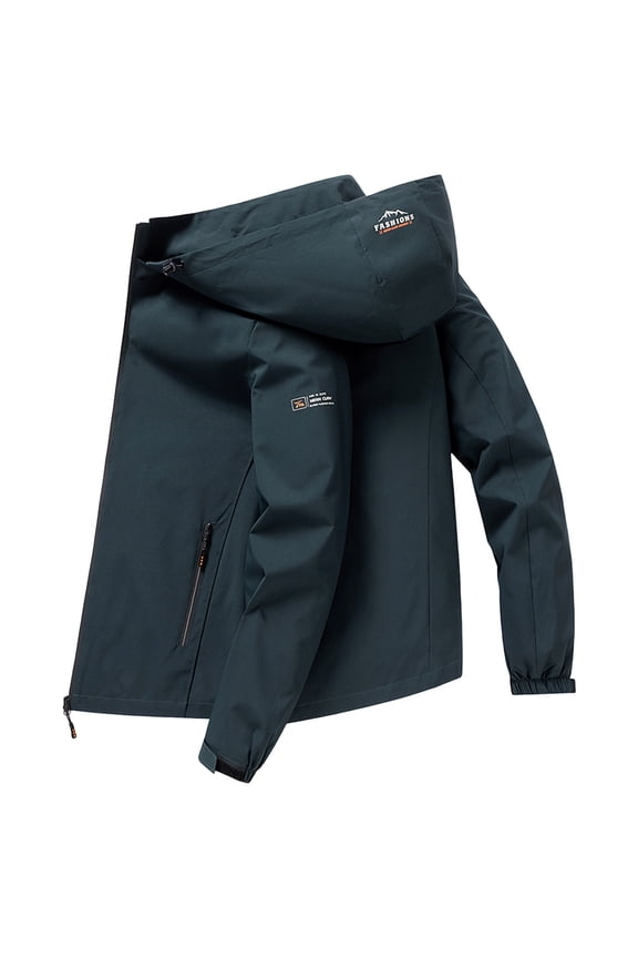 Jackets for Men Letter Print Neck Zip up Hooded Windproof Casual Jacket Regular Fit Long Sleeve with Pockets Mens Winter Coats Green XXXXXL