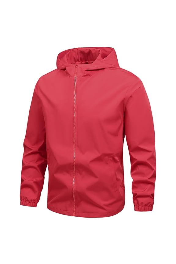 Jackets for Men Sporty Casual Loose Hooded Jacket Top for Streetwear and Everyday Fashion Mens Winter Coat Red M