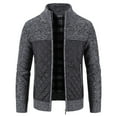thumbnail image 1 of Fgnfyis Jackets for Men Winter Padded Jacket Stand Collar Knitted Splice Sweater Coat Casual Cardigan Stylish Coats for Men Dark Gray XXXL, 1 of 3