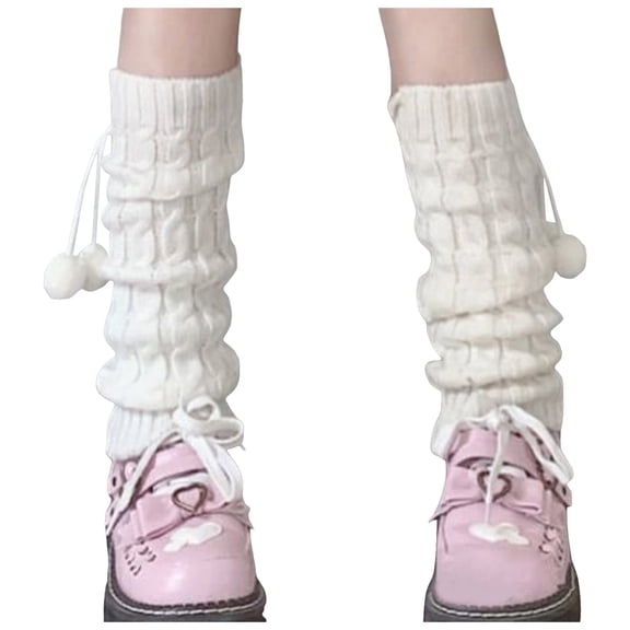 Fgnfyis Japanese Socks Gothic Knit Long Socks Leg Warmers Gaiters Knee High Socks Winter Ankle Socks Style White One Size