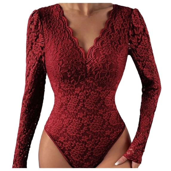 Fgnfyis Jumpsuit for Women Plus Size Solid Bodysuit Long Sleeve Piece Womens Rompers RD1 L