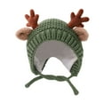 thumbnail image 1 of Fgnfyis Kids Cap Cute Cartoon Deer Ear Warm Tie String Knit Cap for Boys and Girls Baby Toddler Kids Hat Green One Size, 1 of 2