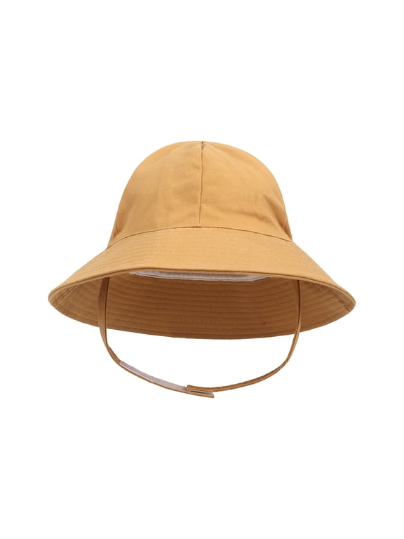 Fgnfyis Kids Hats Solid Color Fisherman Style Wide Brim Sun Protection Outdoor Play Adjustable for Boy Girl Kids Bucket Hat Gold M