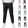 thumbnail image 1 of Fgnfyis Kids Pants Boys Casual Jogger Pants Elastic Waist Loose Fit Trousers for Summer Trousers for Kids Black 10-11 Years, 1 of 7