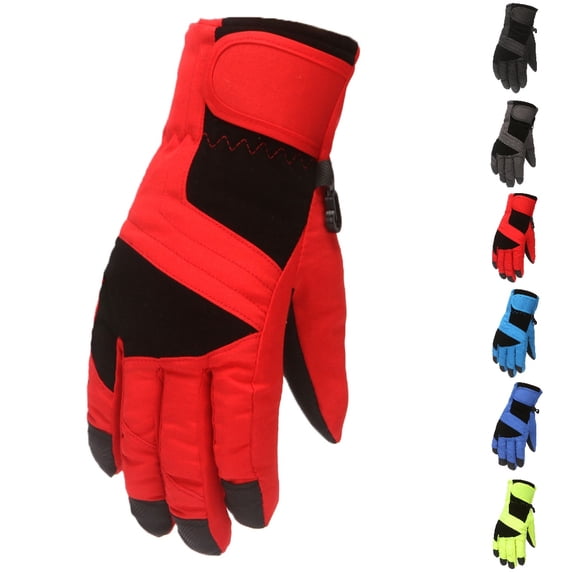 Fgnfyis Kids Ski Gloves Soft Outdoor Skating Snowboarding Windproof Boys Girls Winter Gloves Print Ski Mittens Red