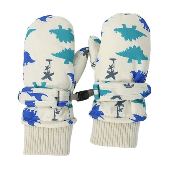 Fgnfyis Kids Ski Gloves Thermal Mittens Quick Drying Lined Boys Girls Winter Gloves Sports Mittens White_001 L