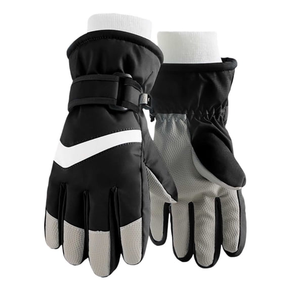 Fgnfyis Kids Ski Gloves Thick Velvet Cycling Skiing Cold Weather Insulated Boys Girls Winter Gloves Soft Mittens Black L