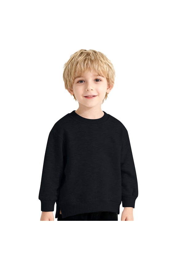 Kids Sweater Soft Casual Crewneck Pullover Top for Boys and Girls Comfortable Childrens Outerwear Daily Wear Play Outfit Black 6-9 Months